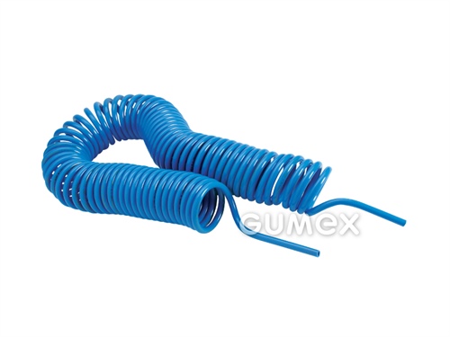 PU trubka spirálová bez koncovek, 12x2mm, obvodová délka 5m, pracovní délka 3m, 10bar, -20°C/+60°C, modrá